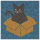 "Cat in a Box - Blue" Digital Paper Print by BG.Studio, 32"x32"