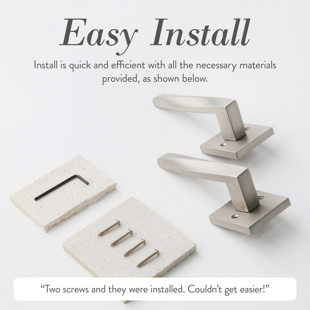 Modern Heavy Duty Designer Interior Door Lever - Convex Collection, Satin Nickel, Double Dummy