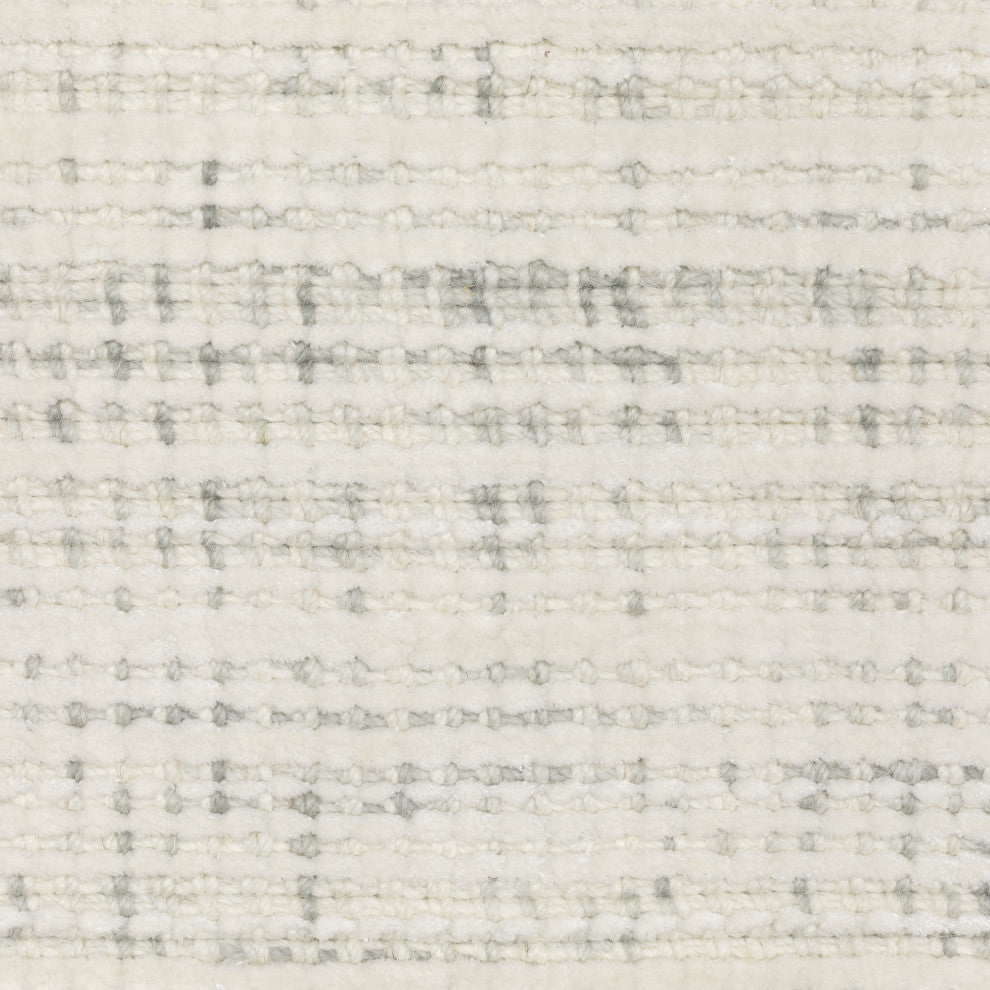 Cayden Textural Stripe Wool Blend Ivory/ Grey Hand-tufted Rug 8' x 10'