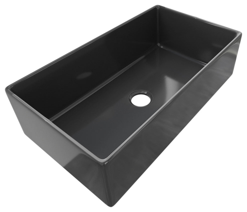 Sinber Farmhouse Apron Single Bowl Kitchen Sink with Fireclay 2 Accessories, Black, 36" X 20"