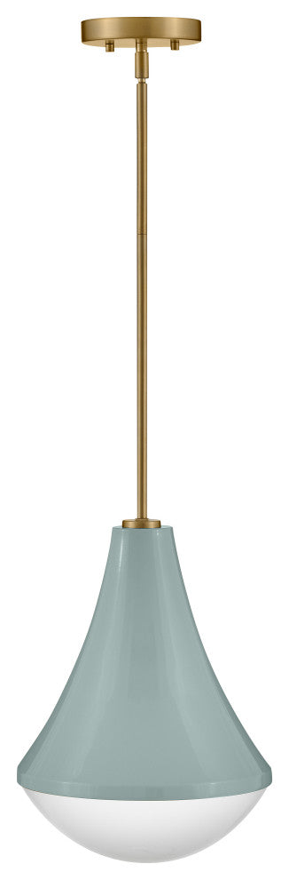 Lark Haddie 11" Modern Pendant Light, Seafoam + Lacquered Brass
