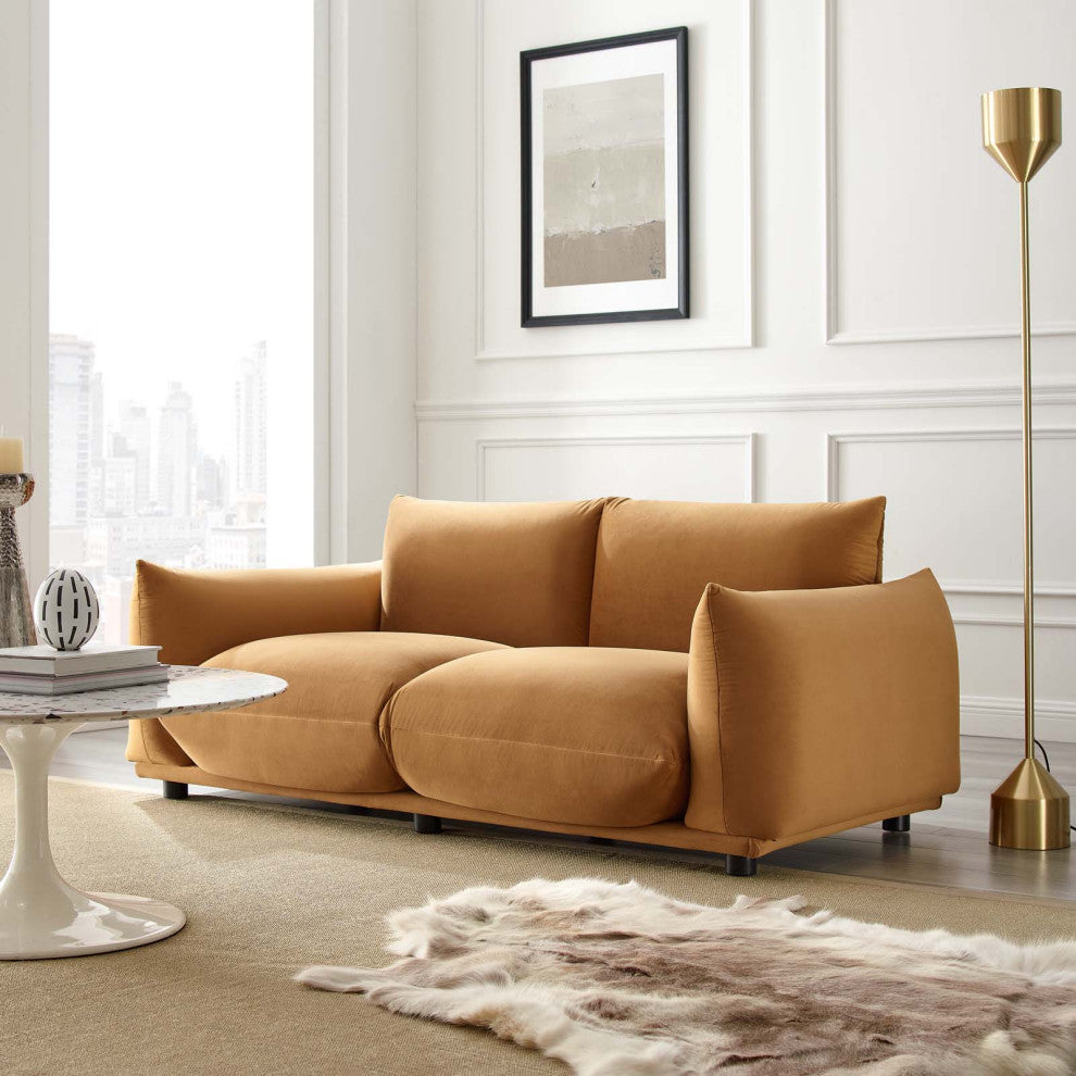 Copious Performance Velvet Loveseat Cognac
