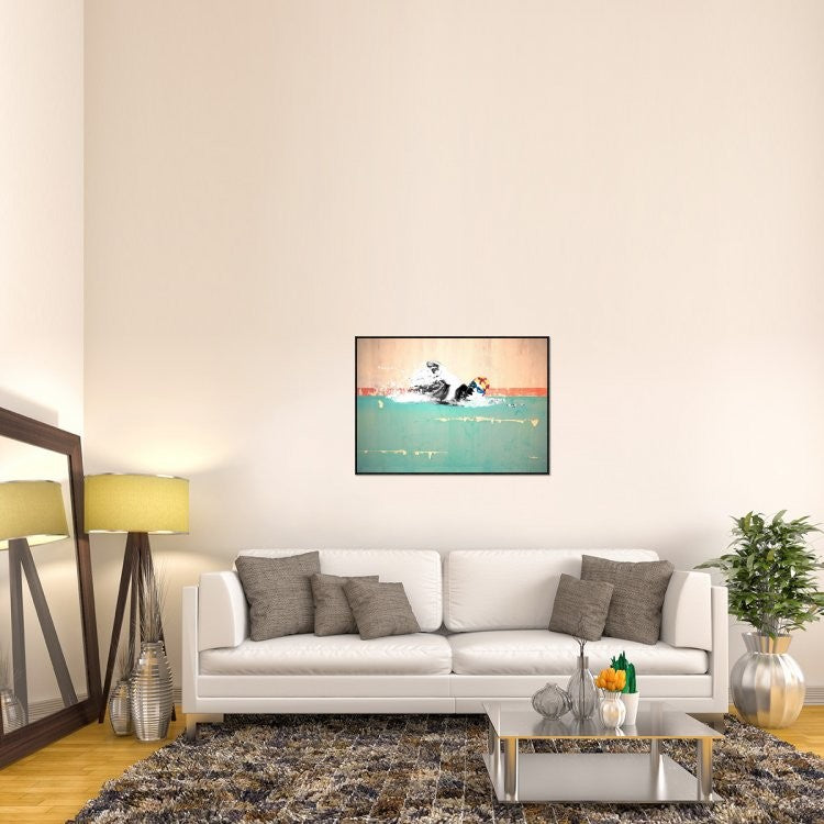"Swim on! Bronx, NYC" Framed Canvas Giclee by Masterfunk Collective, 41x29"