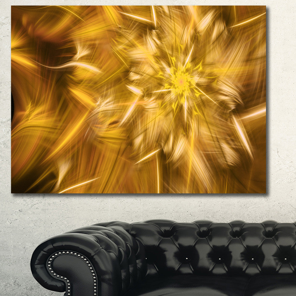Exotic Dance of Golden Flower Petals, Floral Canvas Art Print, 40"x30"