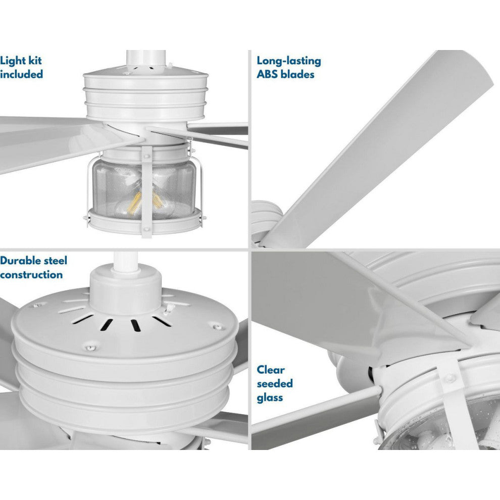 Midvale 5-Blade 56" AC Motor 2-Light Coastal Ceiling Fan, White