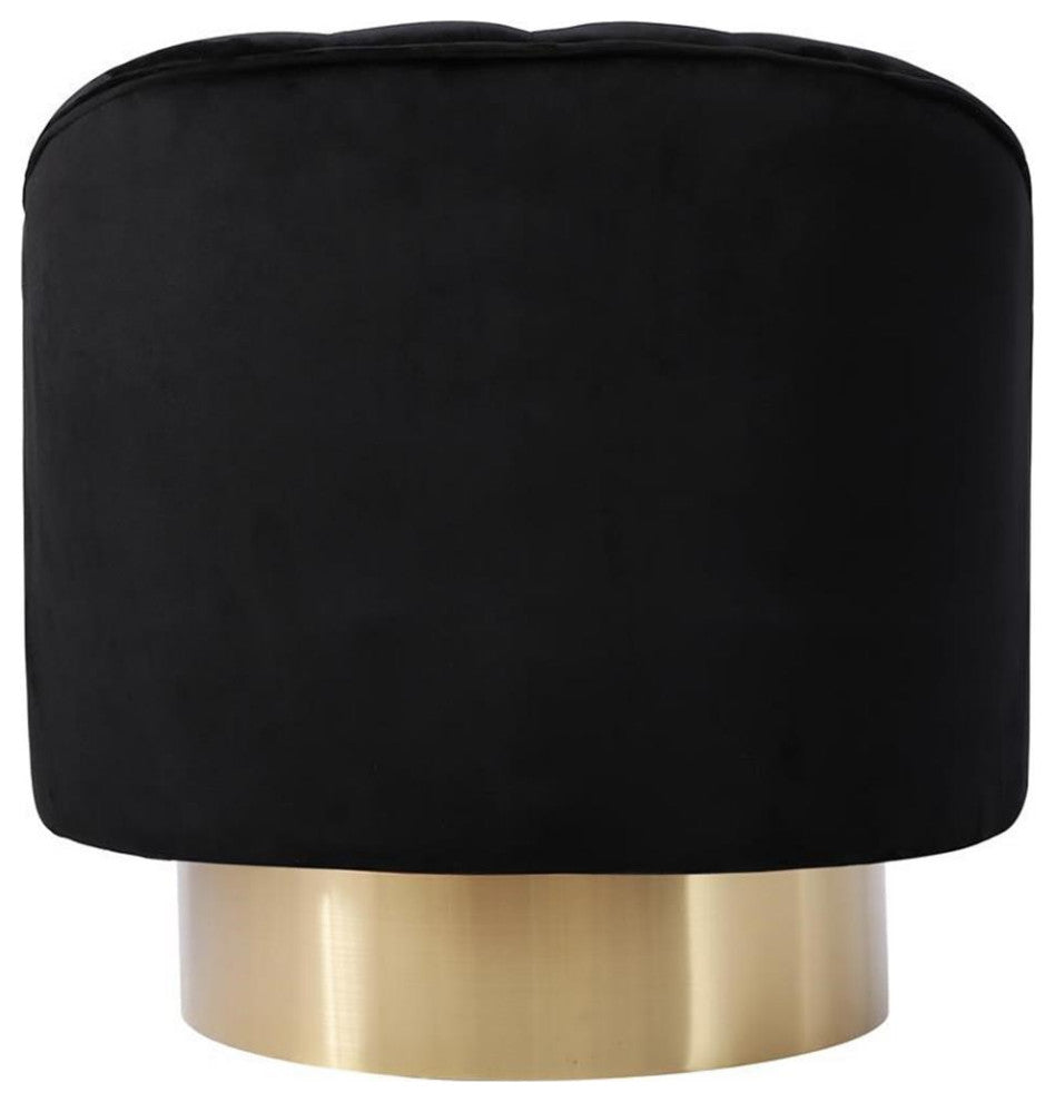 Pemberly Row 18" Contemporary Tufted Velvet Swivel Accent Chair in Black/Gold