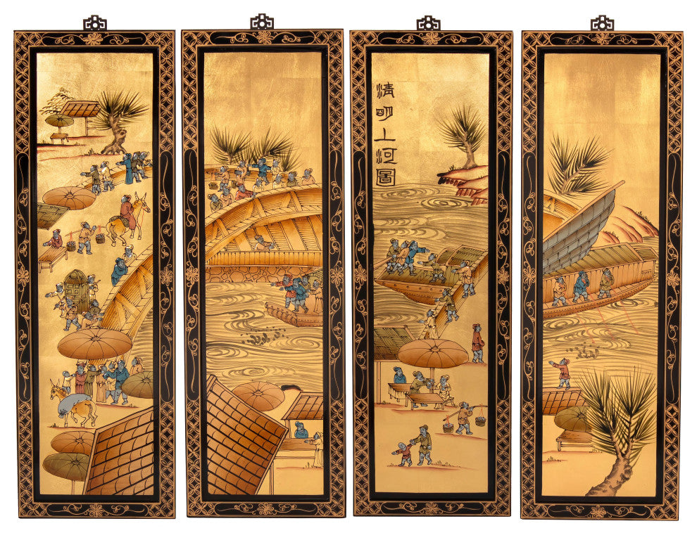 Gold Lacquer Wall Screen Ching Ming