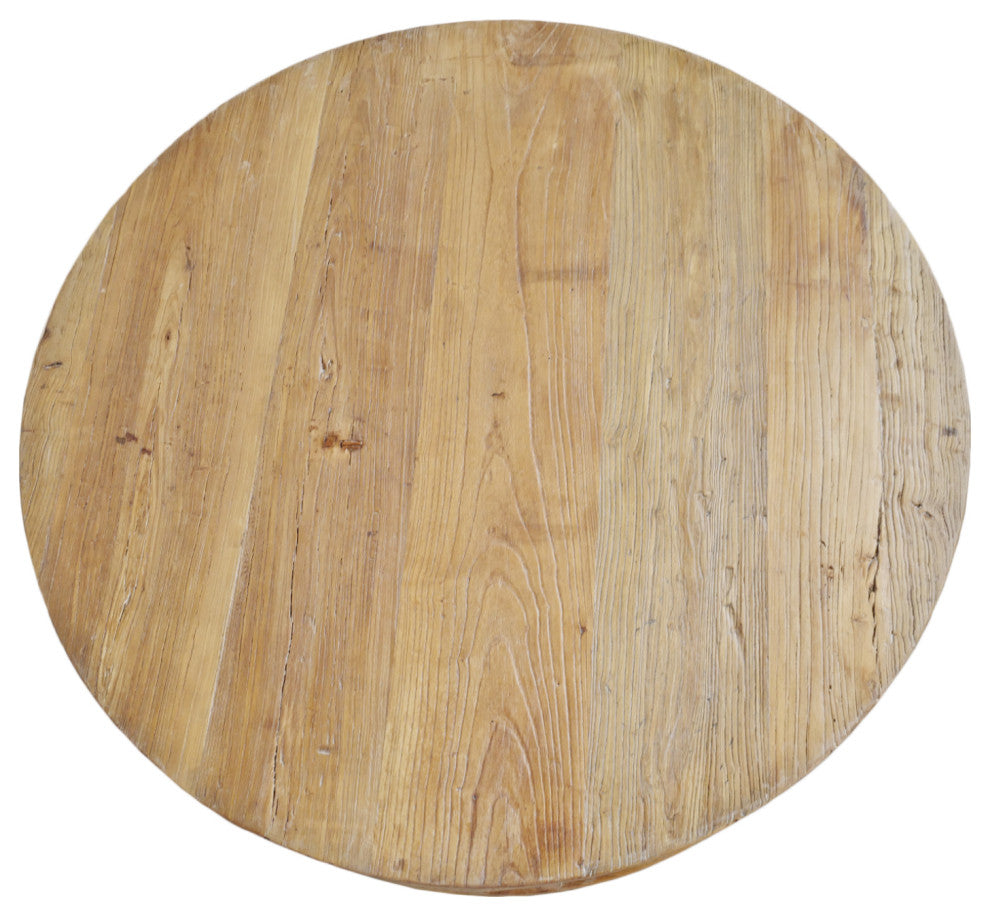 Salvaged Natural Elm Round Coffee Table