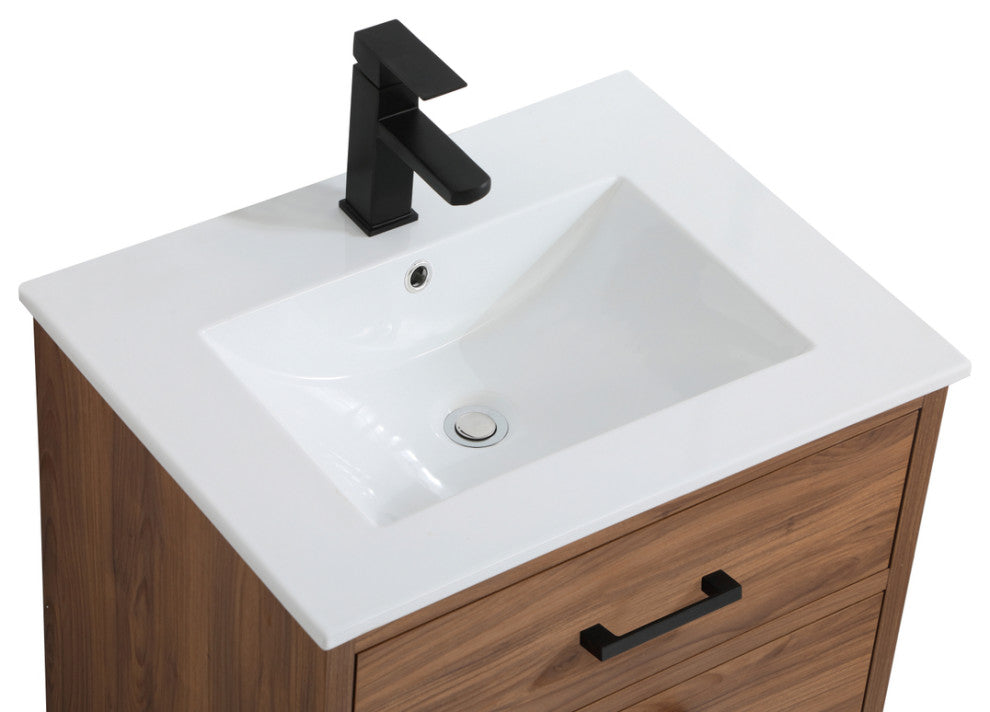 Beatrice 24" Bathroom Vanity, Walnut Brown