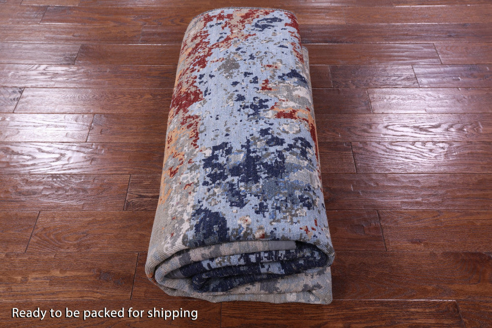 6' 1" X 9' 3" Handmade Modern Wool and Silk Rug Q8887