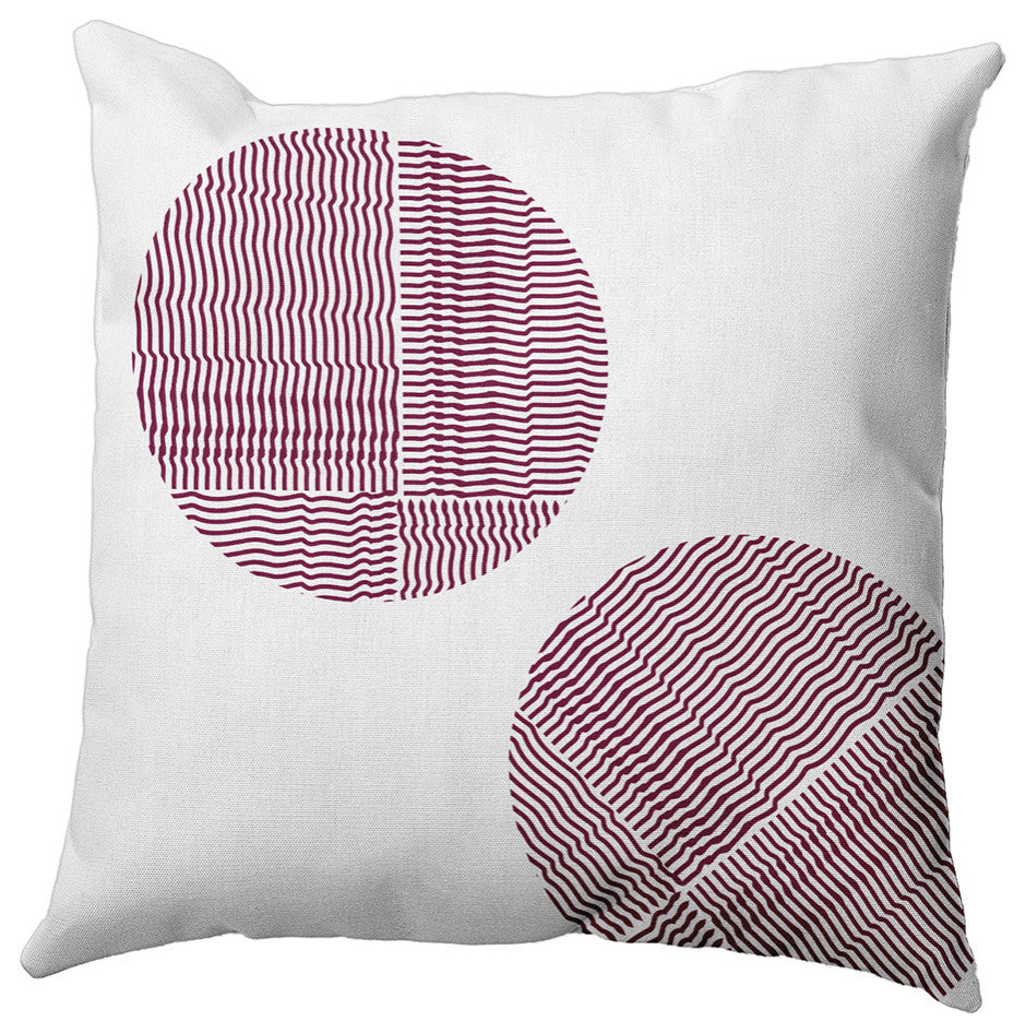 Circles Polyester Indoor Pillow, Maroon Red, 20"x20"