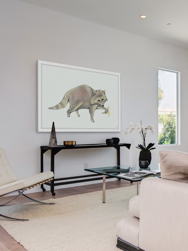 "Strutting Raccoon" Framed Painting Print, 36"x24"