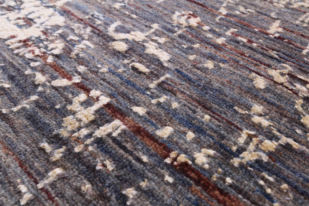 Modern Wool and Silk Hand-Knotted Runner Rug 2' 6" X 11' 11" Q9251
