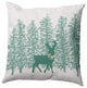 Mint Colored Reindeer Through the Woods Polyester Throw Pillow, 16" x 16"