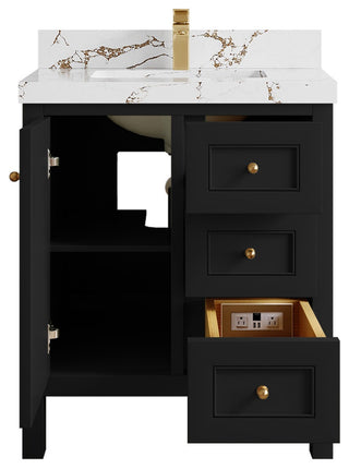 Nashville 30" Single Sink Bath Vanity, Black 2" Viola Brown