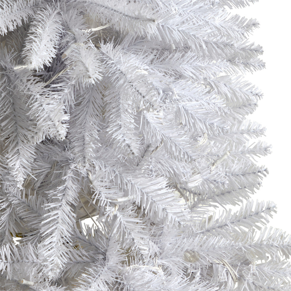T3358 4 Slim White Artificial Christmas Tree With 100 Warm White LED Lights