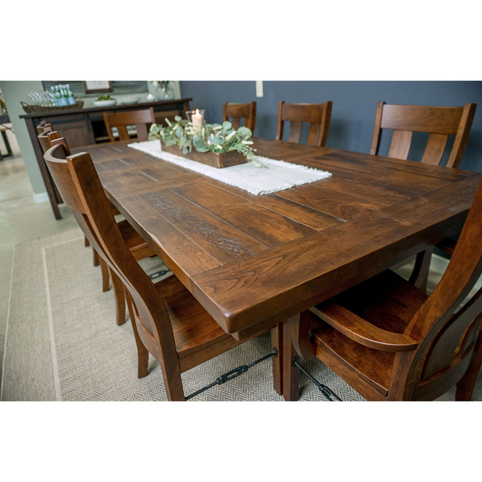 Holbrooke Extendable Rustic Cherry Dining Table, 54x66, 2 Middle Leaves