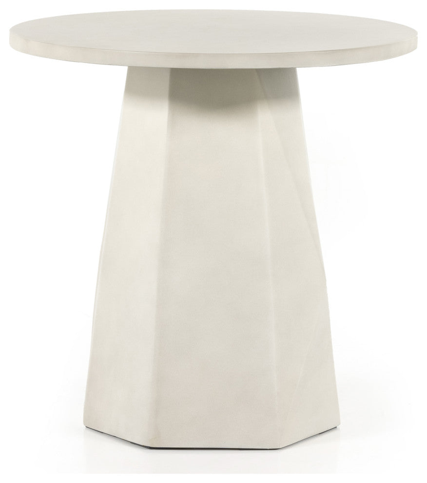 Bowman Outdoor End Table-White Concrete