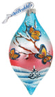 Hand Painted Scenic Glass Ornament Butterfly Drop