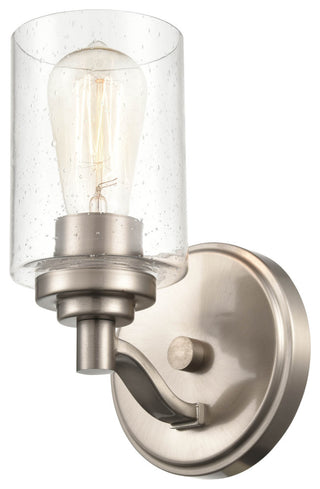 1-Light 4.375" Bath Sconce Clear Seedy, Satin Nickel