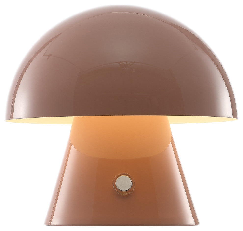 Porcini 7" Rechargeable/Cordless Iron Integrated LED Mushroom Table Lamp, Pink