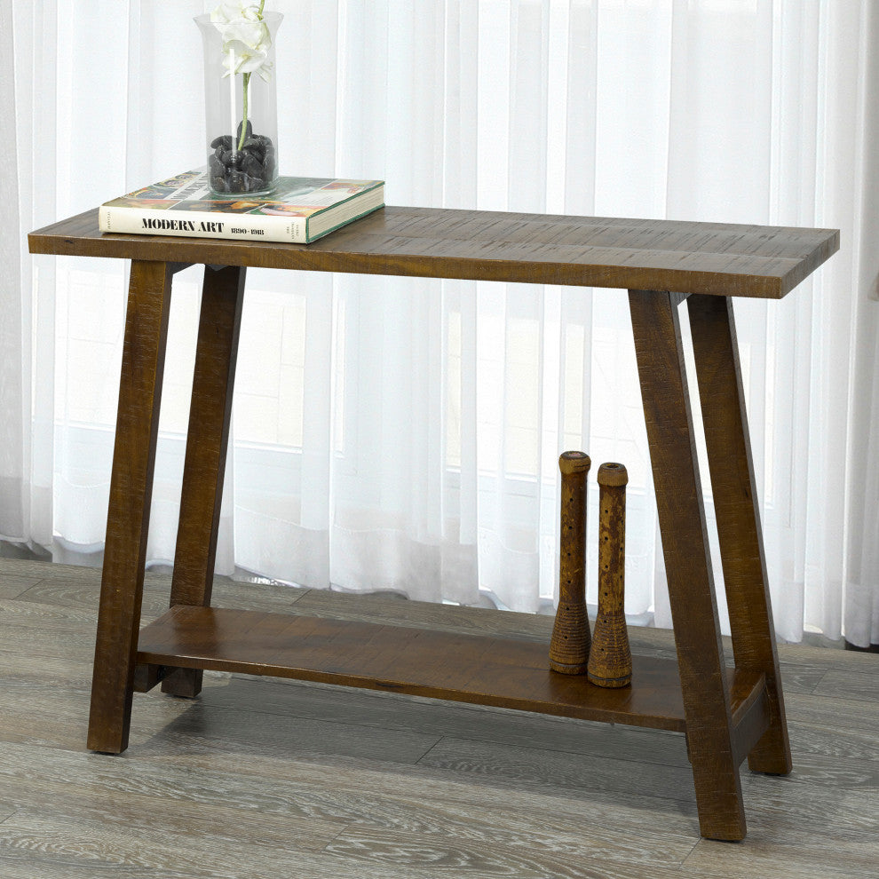 Rustic Modern Solid Wood Console Table, Walnut