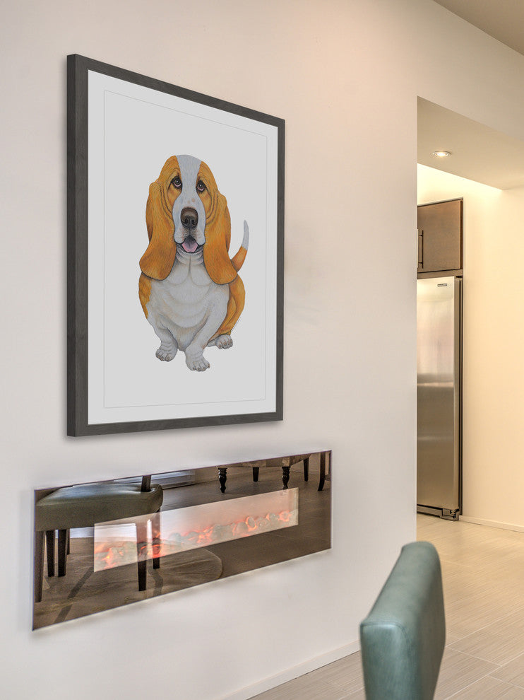 "Bassett" Framed Painting Print, 12"x18"