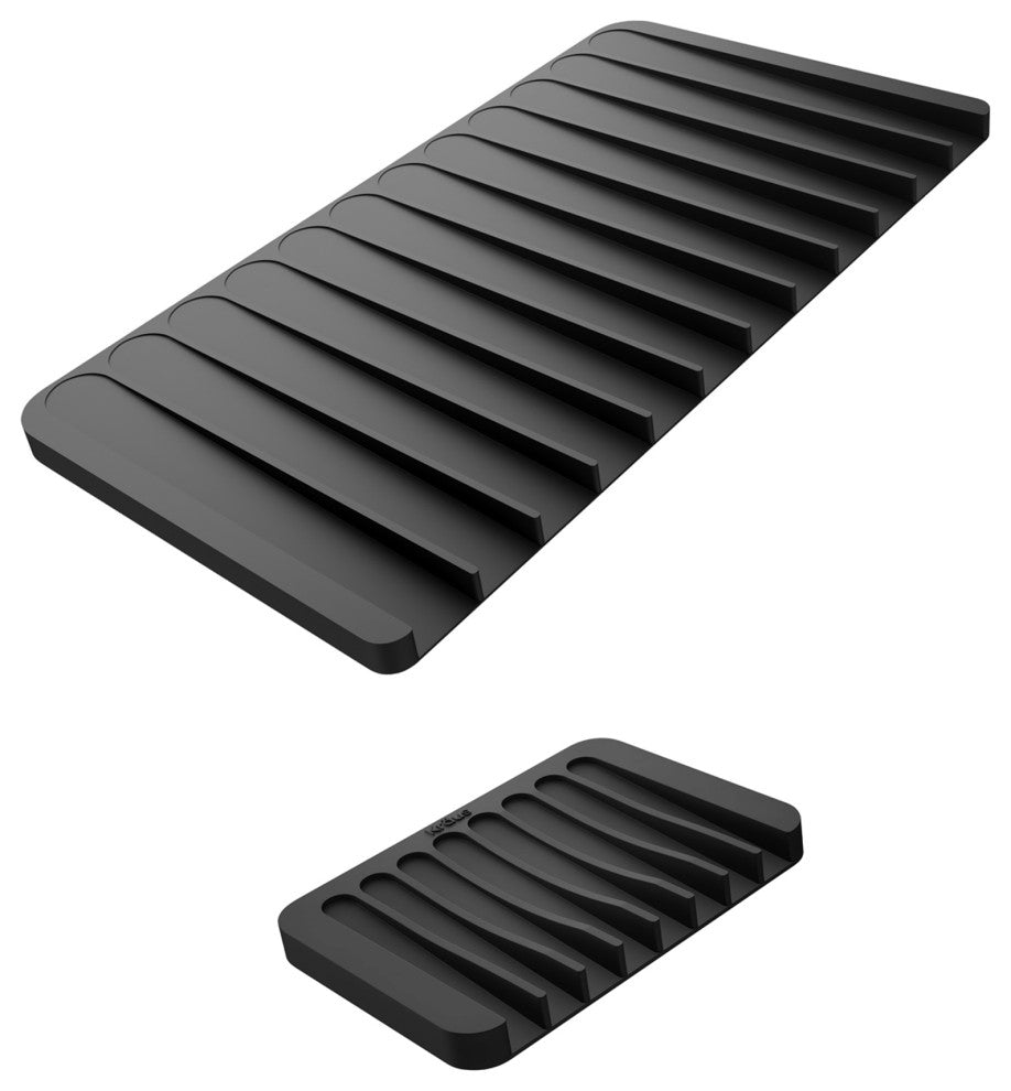 KRAUS Silicone Dish Drying Mat and Silicone Soap Dish Holder Black