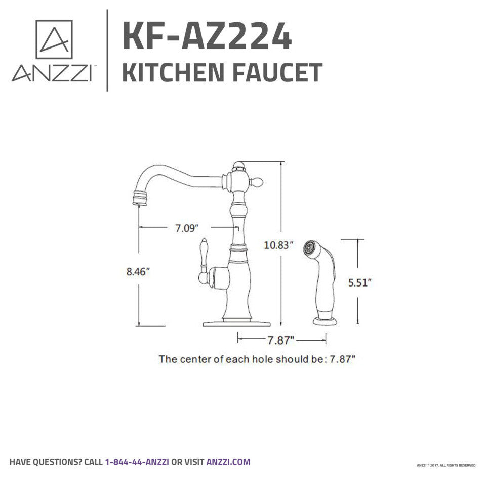 Highland Single Handle Standard Kitchen Faucet, Side Sprayer, Brushed Nickel
