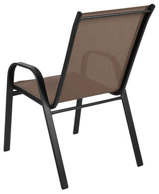 4PK Brown Patio Stack Chair, Brown