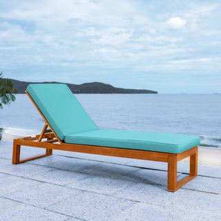 Safavieh Solano Sunlounger, Natural Wood/Aqua