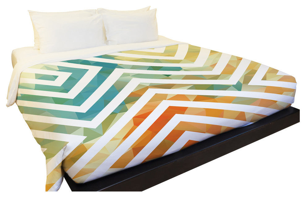 Mila, White Multi Lightweight Full Queen Duvet Cover