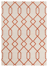 Lima Contemporary Area Rug, White and Orange, 3'x5'