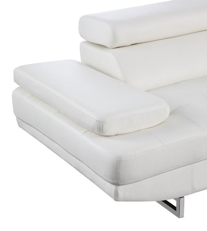 Brooklyn White Leather Air Sectional Right Arm Facing