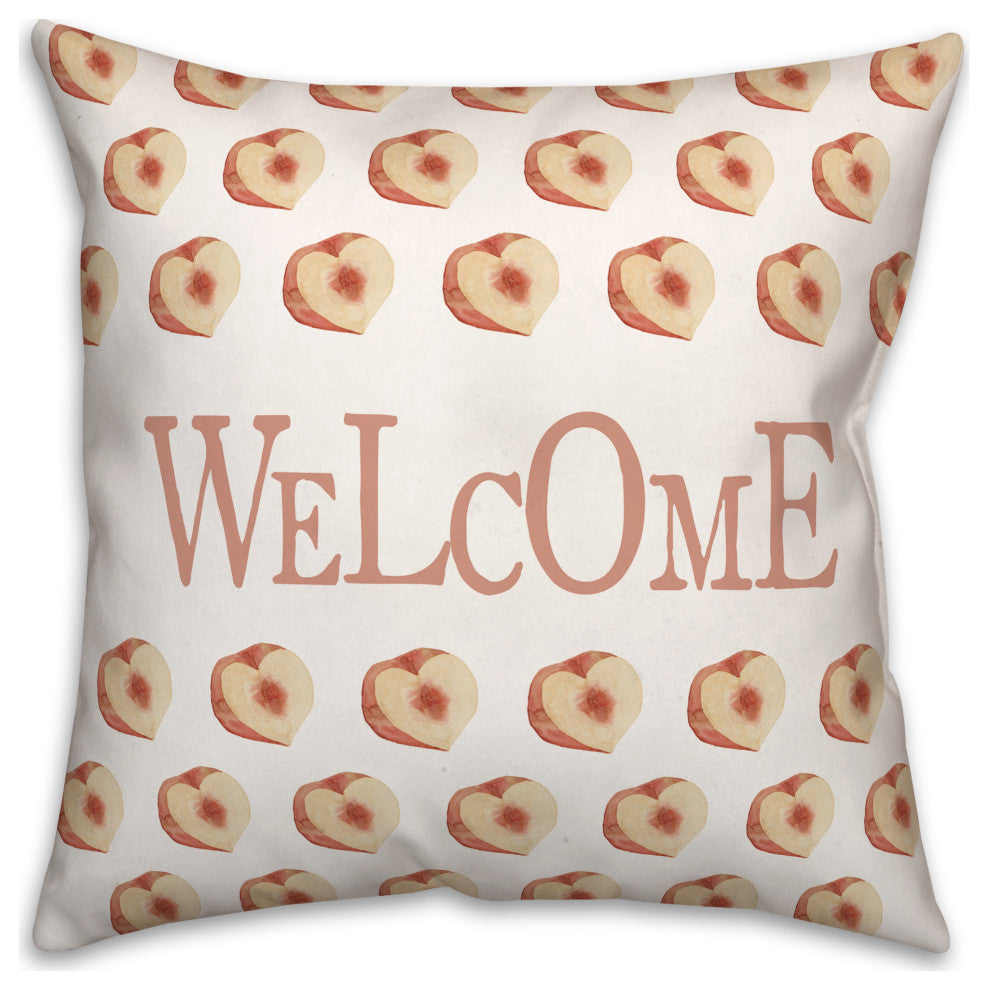 Welcome Peach Caps Pillow 18x18 Spun Poly Pillow