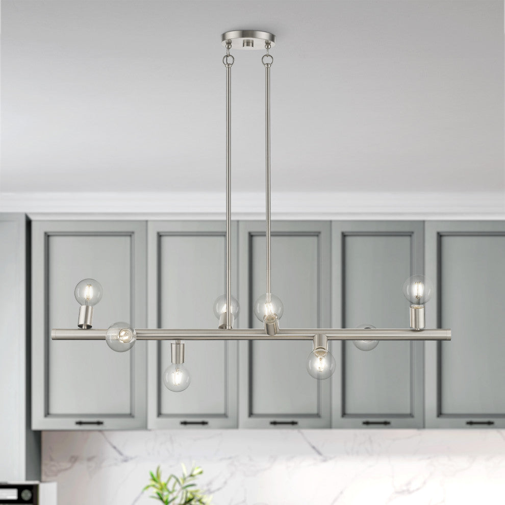 Livex Lighting Bannister 8-Light Brushed Nickel Large Chandelier