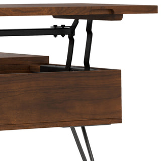Hunter Solid Mango Wood Lift Top Square Coffee Table, Walnut