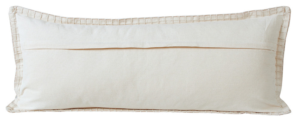Ox Bay Handwoven Beige Solid Organic Cotton Pillow Cover, 14"x36"