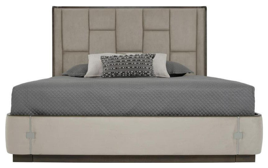 Aico Roxbury Park 5 PC Queen Multi-Panel Platform Bed Set in Slate w 2 NTD