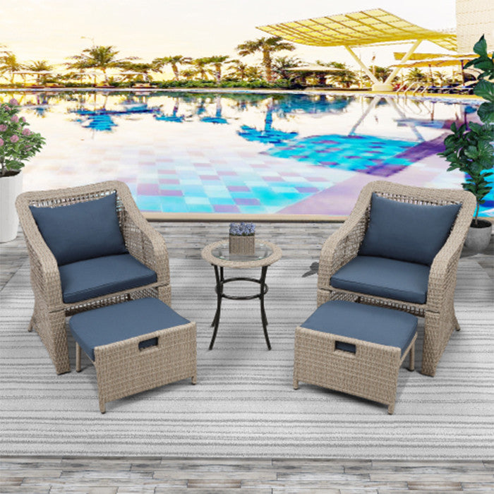 5 Piece Outdoor Conversation Set Patio Furniture Set Rattan Wicker Bistro Set