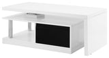 Coffee Table With Swivel Top Design, White and Black High Gloss Finish