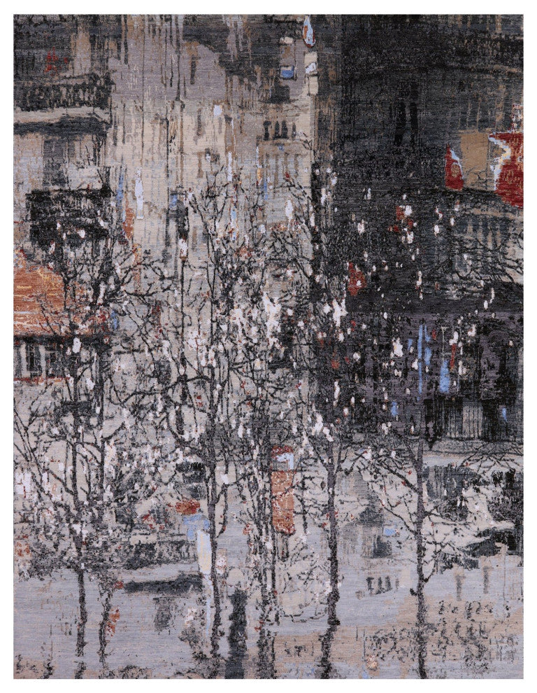 9' 1" X 12' 1" Wool and Silk Urban Design Handmade Modern Rug Q8870