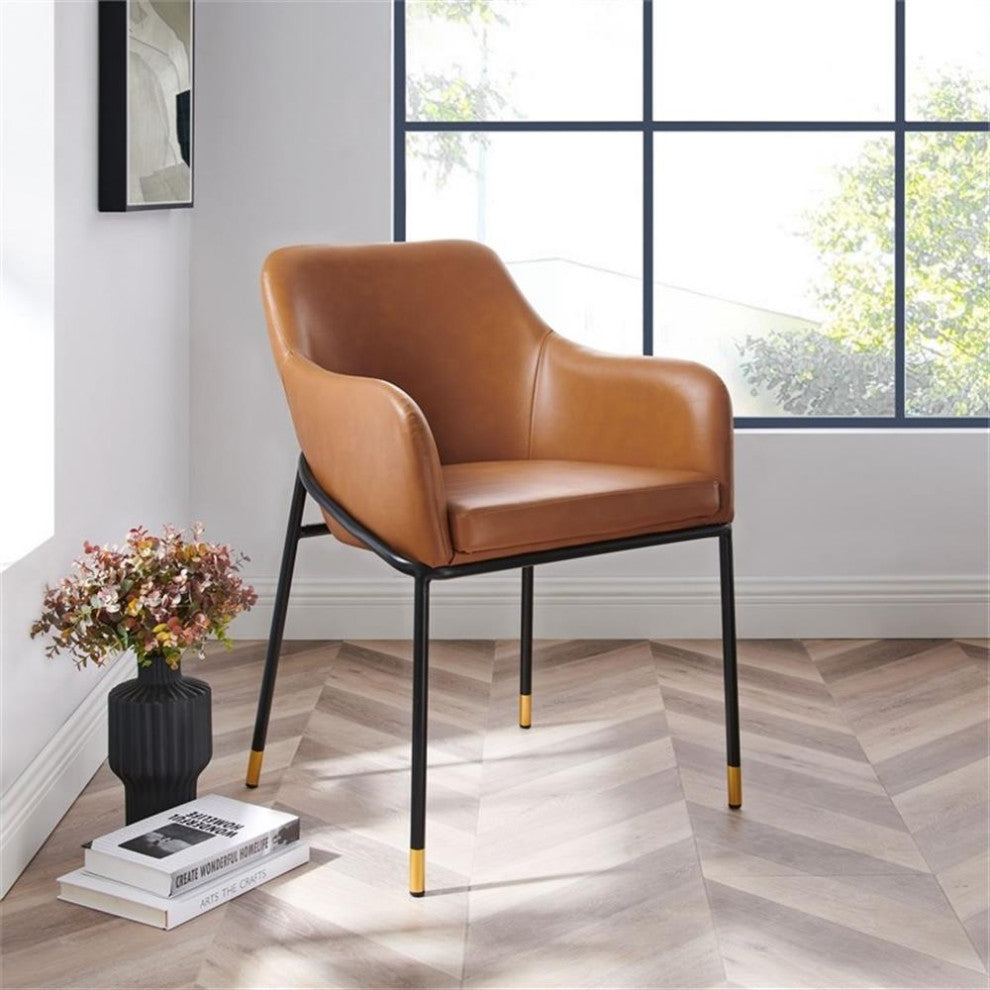 Jovi Vegan Leather Dining Chair Black Tan