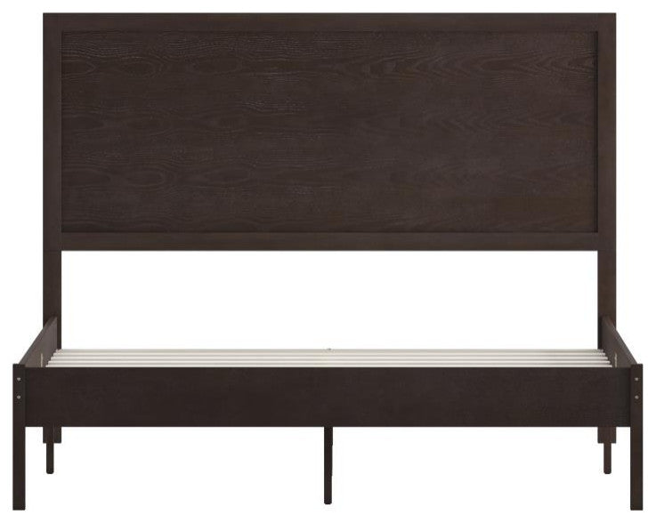 Asher Solid Wood Platform Bed with Wooden Slats and Headboard, Dark Brown, Queen