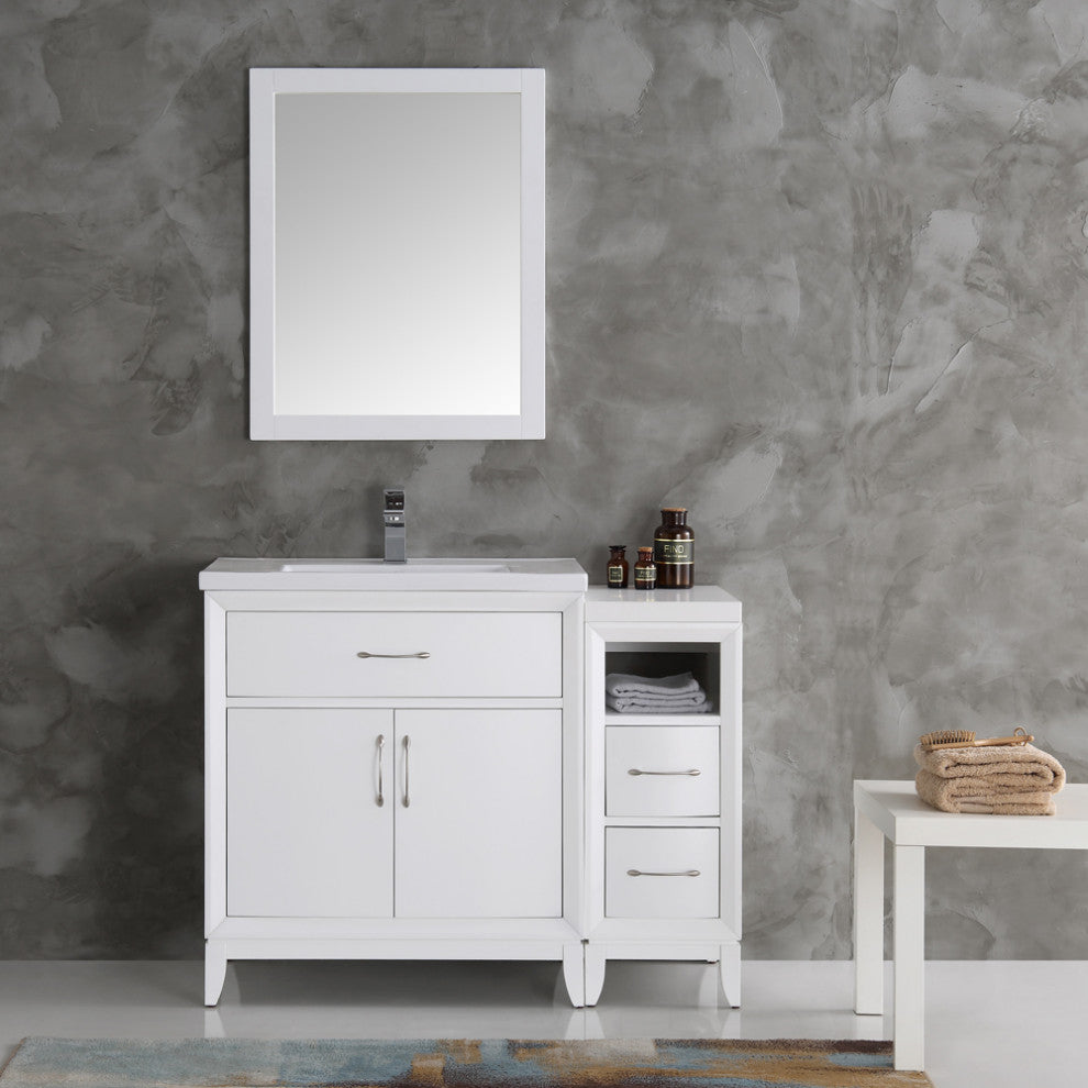 Fresca Cambridge 42" White Traditional Bathroom Vanity With Mirror