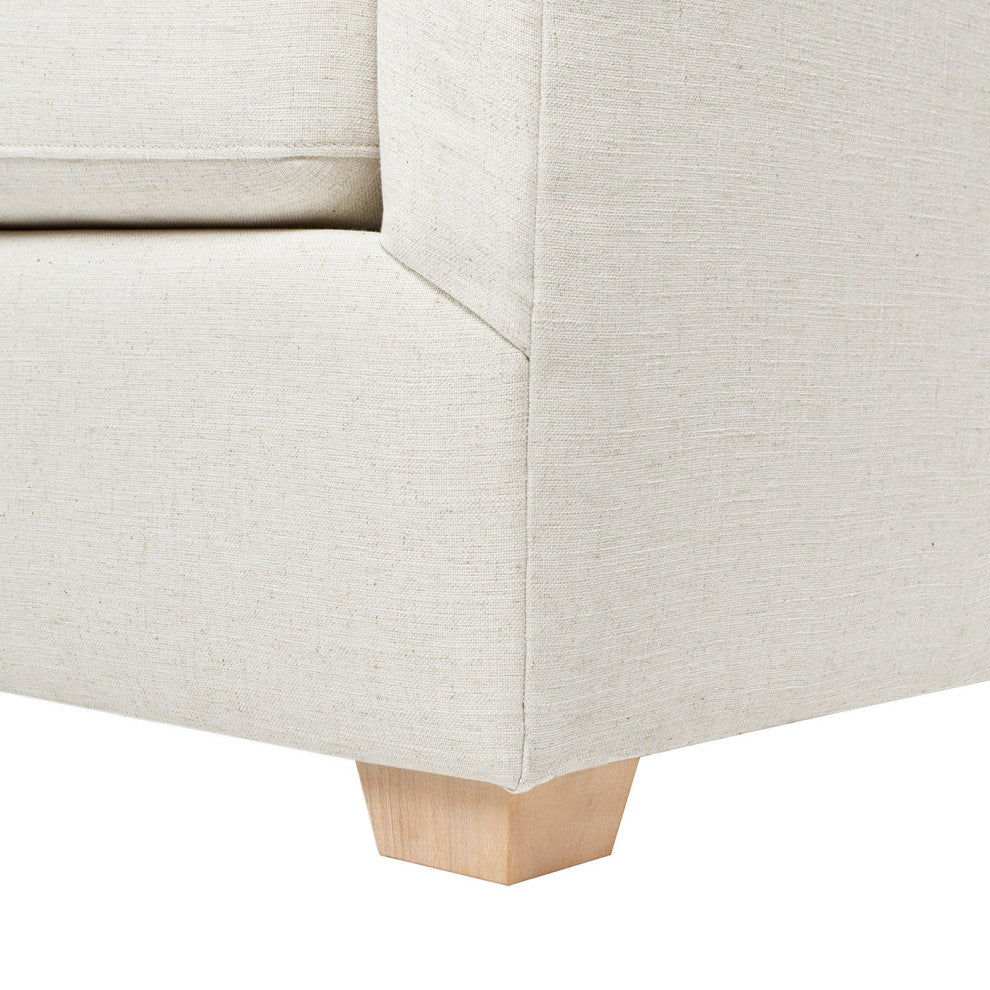Ada 83" Flared Arm Contemporary Sofa With Lumbar Pillows, Flax White Linen