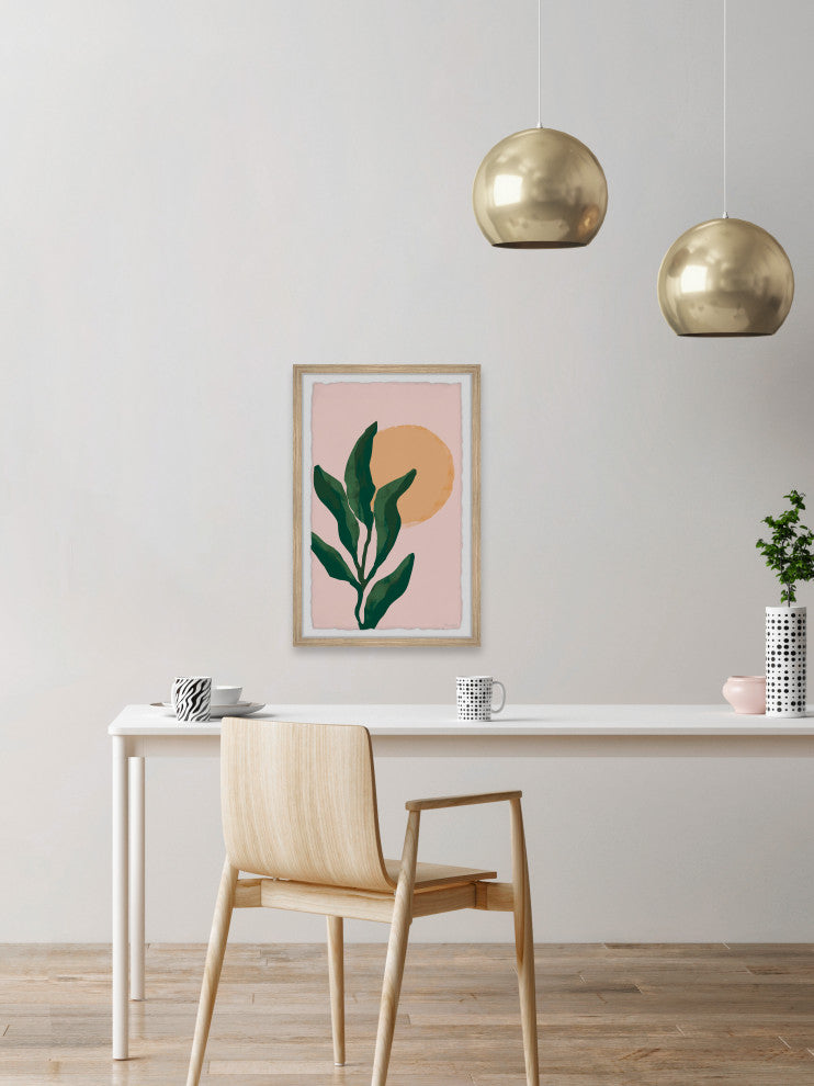 "Green Leaf Sunlight" Framed Painting Print, 8x12