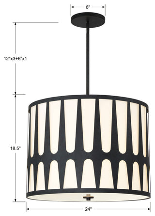 Crystorama Lighting Group ROY-809 Royston 5 Light 24"W Pendant - Black