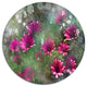 Red And Pink Flowers On Green, Floral Disc Metal Artwork, 11"