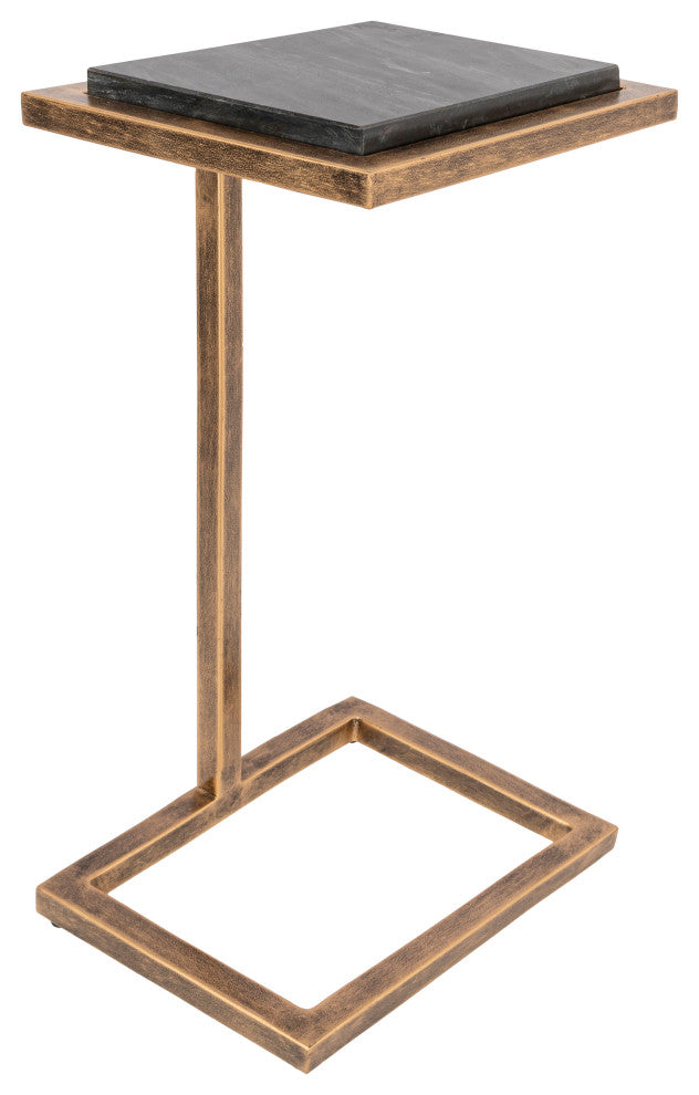 Surya Stone Age AGE-003 End Table, Black/Gold